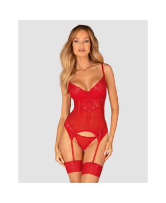 Ingridia corset et string - Rouge